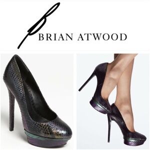 Brian Atwood Ferguson Iridescent Snakeskin Platform Pumps